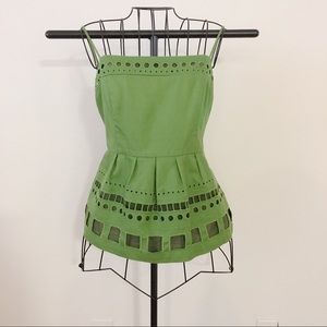 ☘ Anthropologie Maeve Grass Green Peplum Camisole